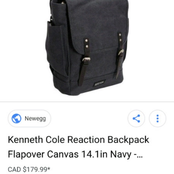 Canvas Flap Over Backpack 14.1 Inch Navy Blue - Picture 7 of 7